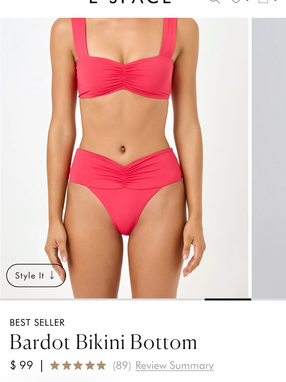 Lspace ribbed marlee top and Bardot bottom in slated glass size M - Picture 6 of 6